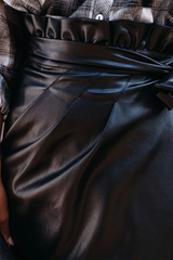 Black Faux Leather Wrap Skirt - Shah S. Sahota