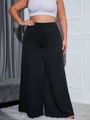 Plus Size Black High Rise Wide Leg Pants - Shah S. Sahota