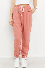 Zenana Full Size Drawstring Waist Joggers in Ash Rose - Shah S. Sahota