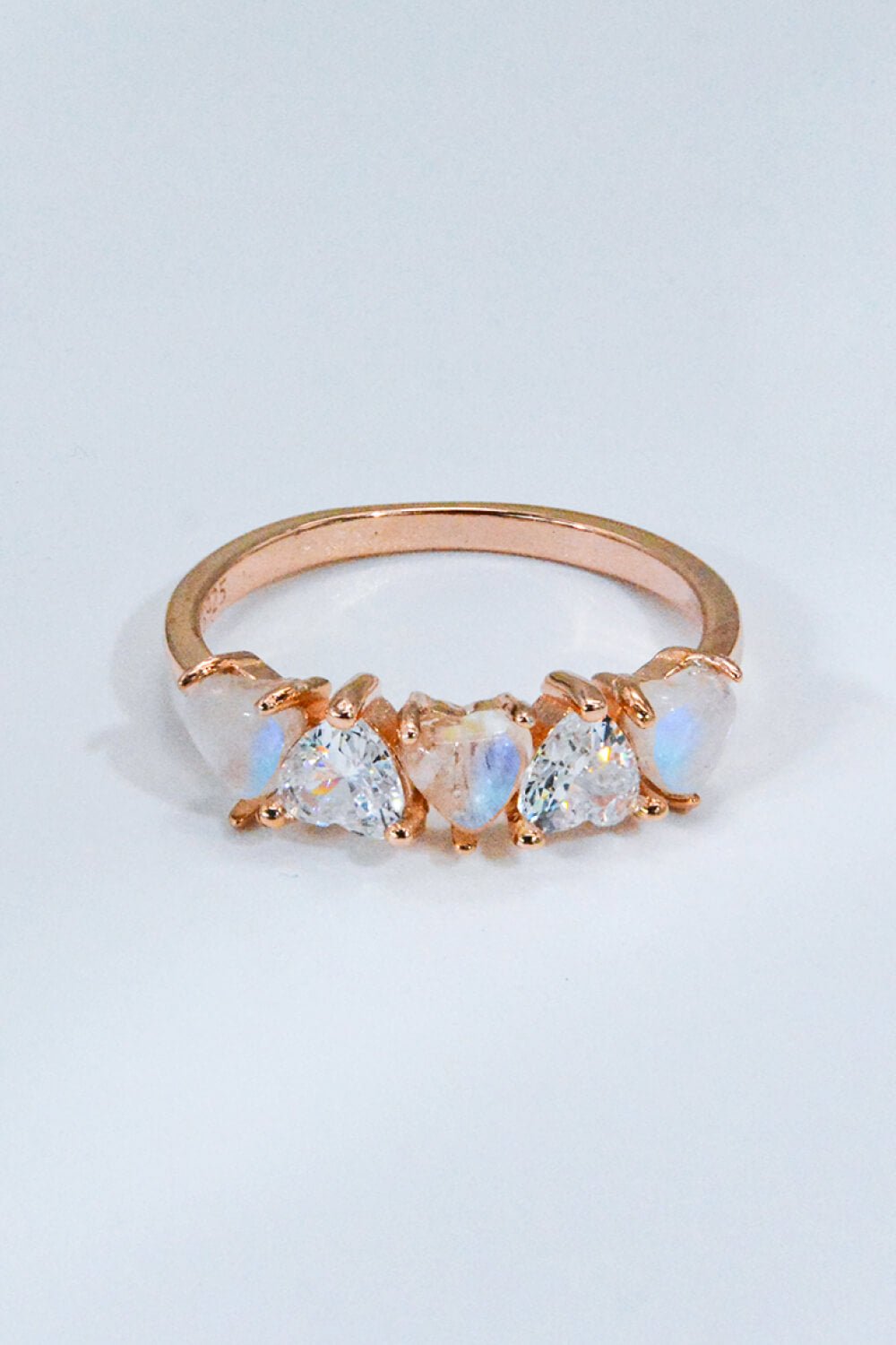 Moonstone and Zircon Heart Ring - Shah S. Sahota