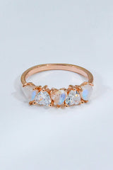 Moonstone and Zircon Heart Ring - Shah S. Sahota