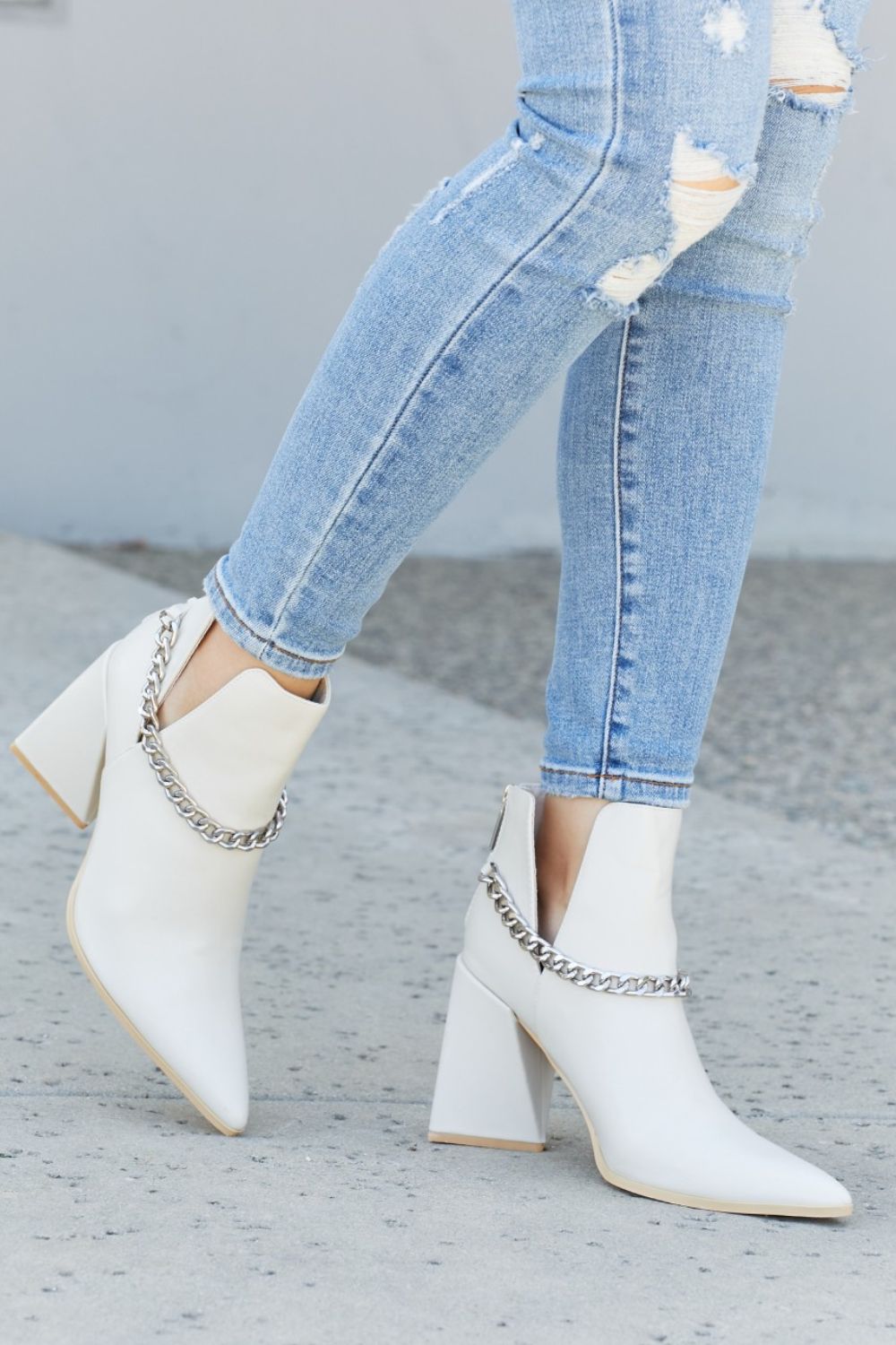 Cape Robbin Point the Way Chain Detail Ankle Booties - Shah S. Sahota