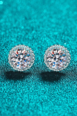 1 Carat Moissanite Rhodium-Plated Round Stud Earrings - Shah S. Sahota