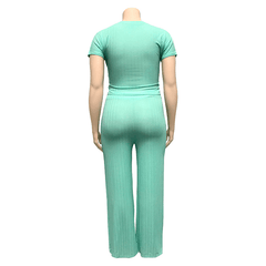 Women's Solid Color Belted Two Piece Set - Shah S. Sahota
