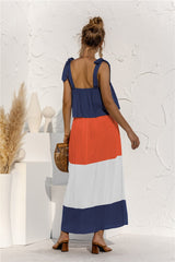 Color Block Tie Shoulder Tiered Sleeveless Dress - Shah S. Sahota