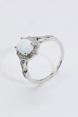 925 Sterling Silver Platinum-Plated Opal Ring - Shah S. Sahota