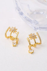 18K Gold Plated Flower Zircon Earrings - Shah S. Sahota