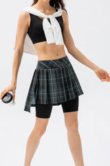 Plaid Faux Layered Sports Culottes - Shah S. Sahota
