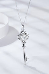 925 Sterling Silver 1 Carat Moissanite Key Pendant Necklace - Shah S. Sahota