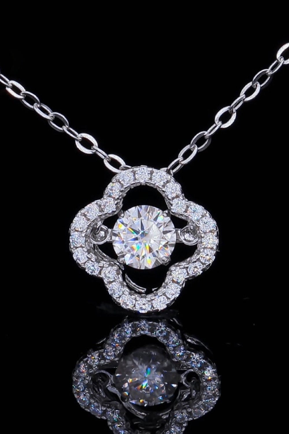 925 Sterling Silver Moissanite Flower Pendant Necklace - Shah S. Sahota