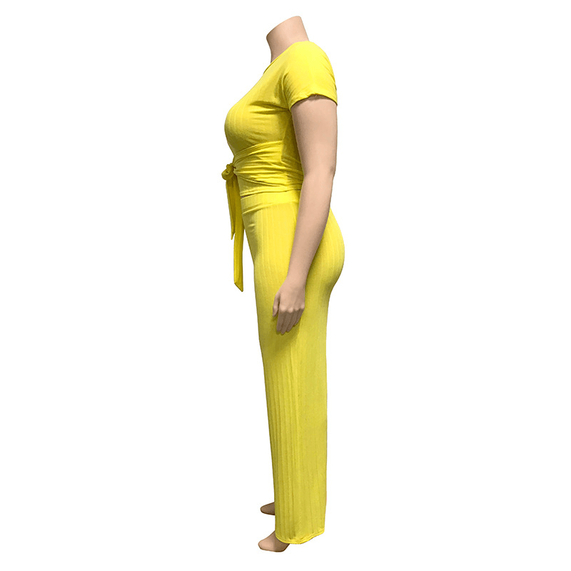 Women's Solid Color Belted Two Piece Set - Shah S. Sahota