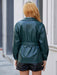PU Leather Belted Jacket with Pockets - Shah S. Sahota