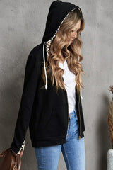 Zip Up Thumbhole Sleeve Hooded Jacket with Pockets - Shah S. Sahota