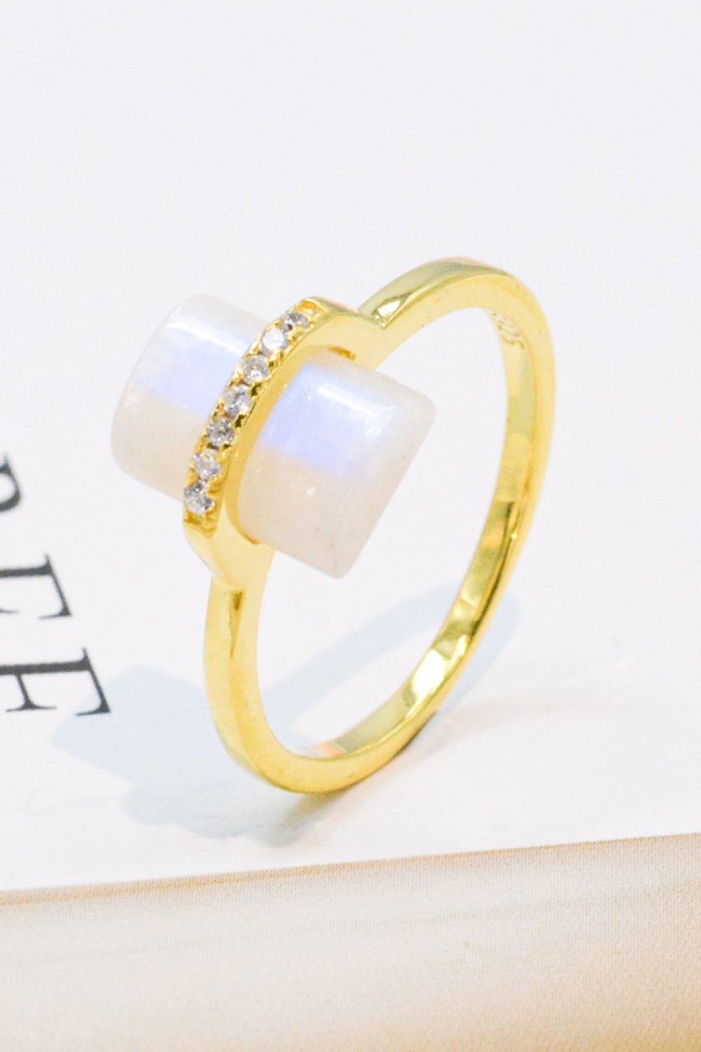 Natural Moonstone Platinum-Plated Ring - Shah S. Sahota