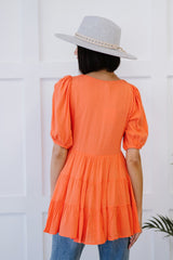 Davi & Dani One-Way Ticket Full Size Run Smocked Tiered Babydoll Blouse - Shah S. Sahota