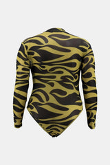 Full Size Abstract Print Mock Neck Bodysuit - Shah S. Sahota