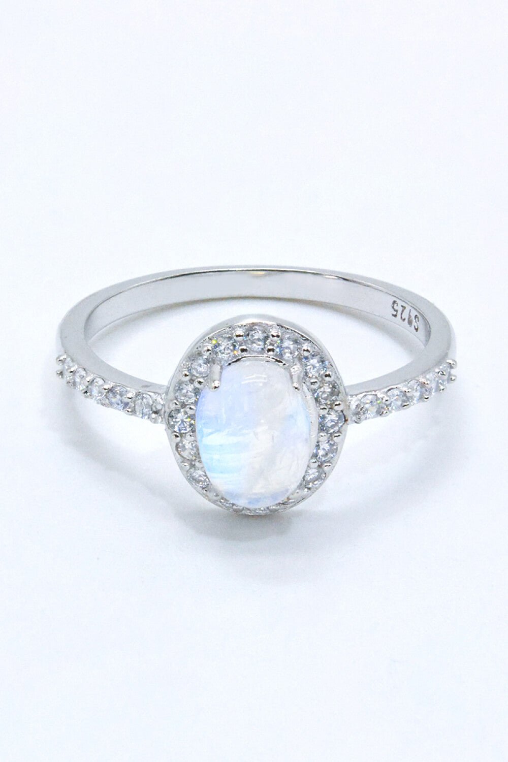 925 Sterling Silver Natural Moonstone Halo Ring - Shah S. Sahota