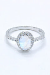 925 Sterling Silver Natural Moonstone Halo Ring - Shah S. Sahota