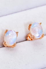 Natural Moonstone 4-Prong Stud Earrings - Shah S. Sahota