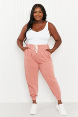 Zenana Full Size Drawstring Waist Joggers in Ash Rose - Shah S. Sahota