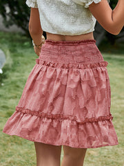 Applique Smocked Frill Trim Mini Skirt - Shah S. Sahota