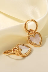 Inlaid Shell Heart Drop Earrings - Shah S. Sahota