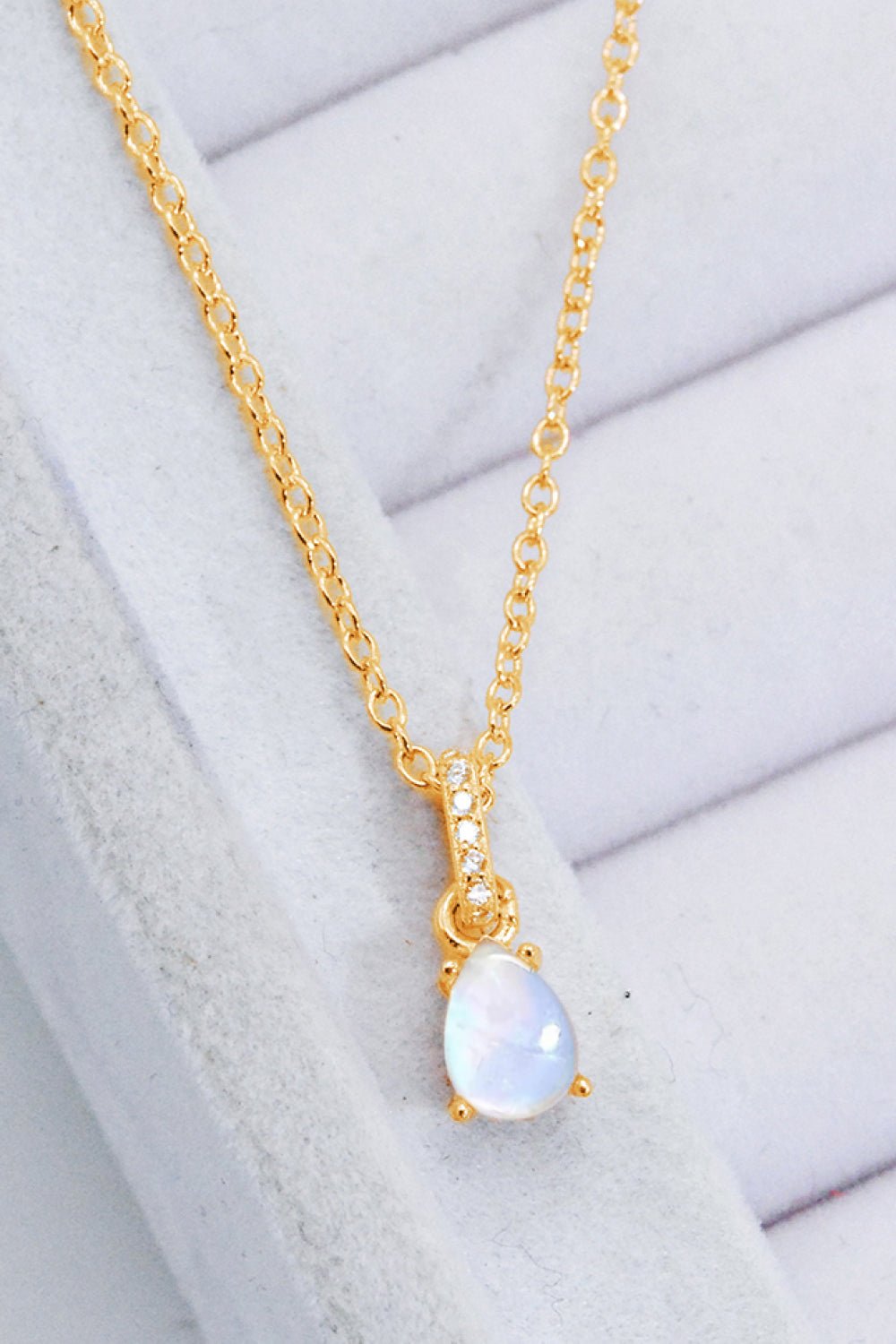 Moonstone Teardrop Pendant Necklace - Shah S. Sahota
