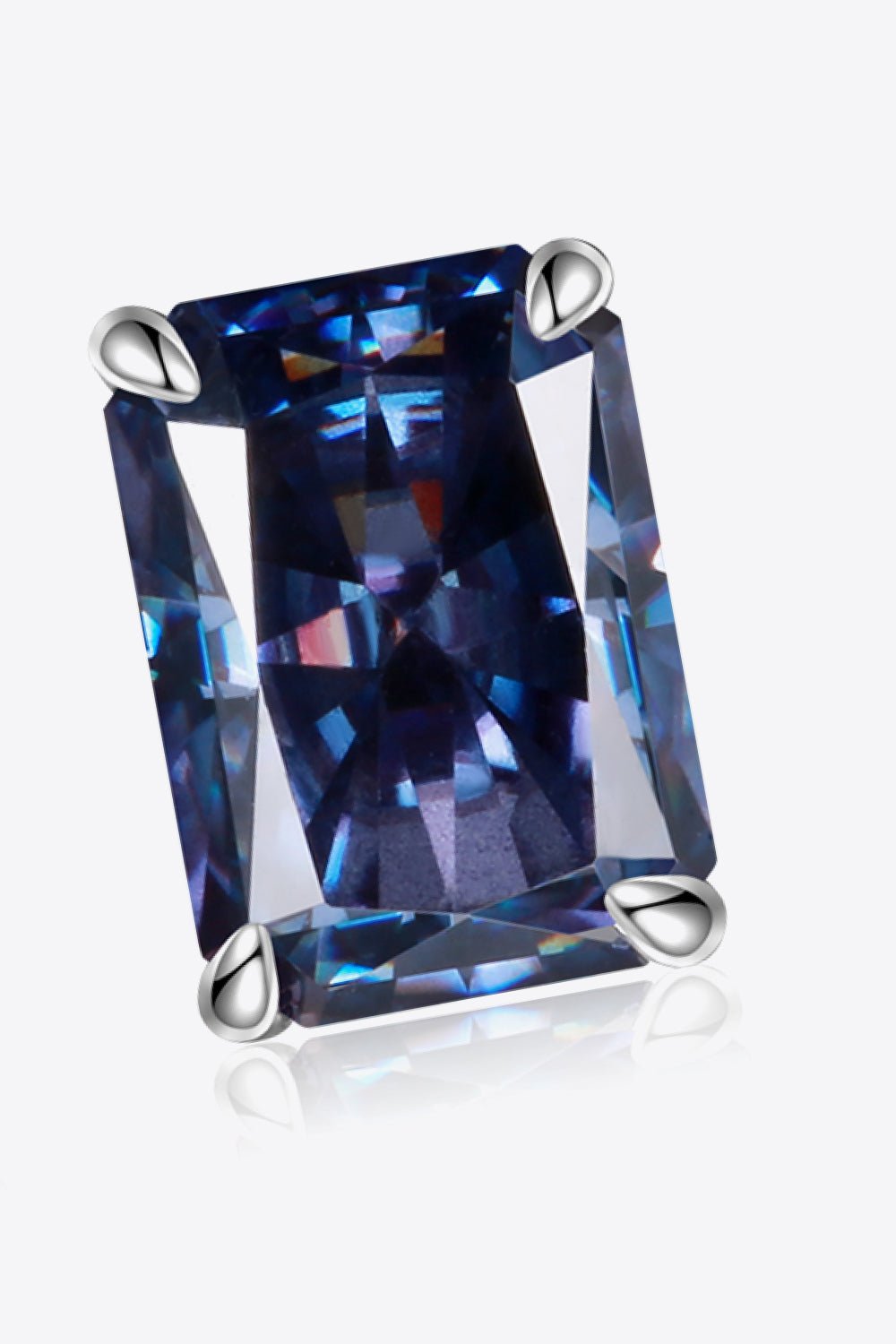 2 Carat Rectangle Moissanite 4-Prong Stud Earrings - Shah S. Sahota