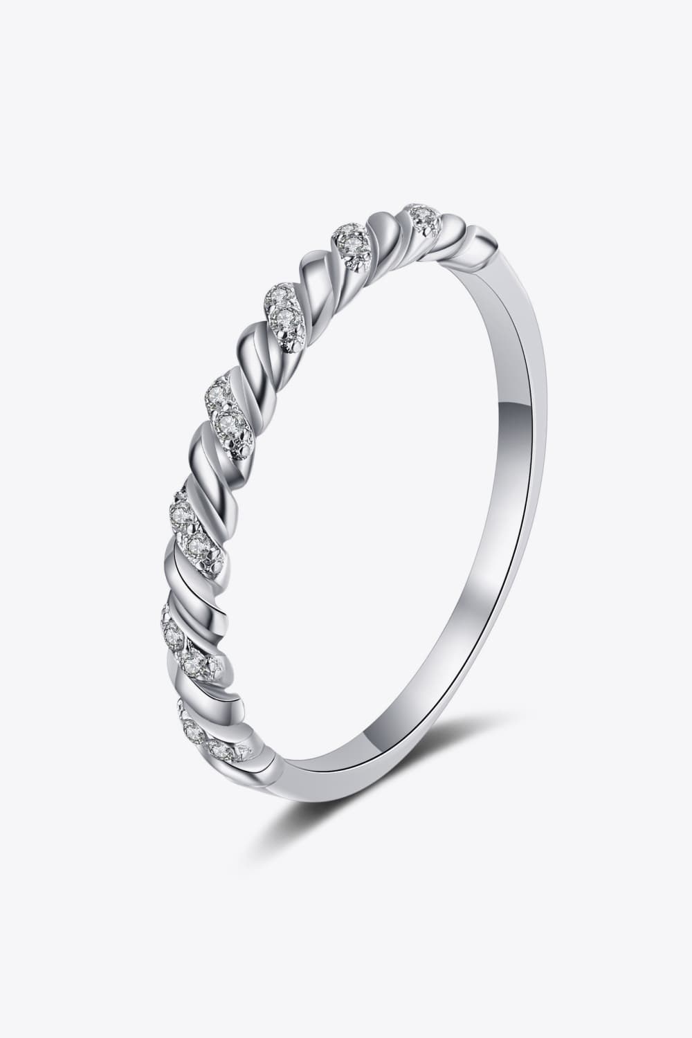 Moissanite Rhodium-Plated Half-Eternity Ring - Shah S. Sahota