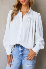 Gathered Detail Puff Sleeve Shirt - Shah S. Sahota