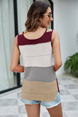 Color Block Slit Knit Tank - Shah S. Sahota