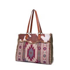Retro Print Fringe Canvas Tote Bag Set - Shah S. Sahota