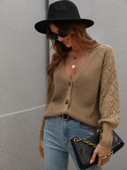 Rib-Knit Plunge Raglan Sleeve Cardigan - Shah S. Sahota