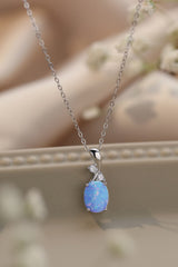 Opal Oval Pendant Chain Necklace - Shah S. Sahota