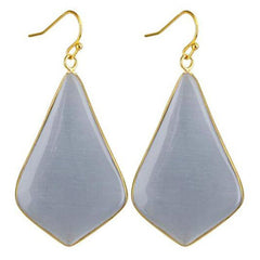 18K Gold Plated Rhombus Shape Natural Stone Dangle Earrings - Shah S. Sahota