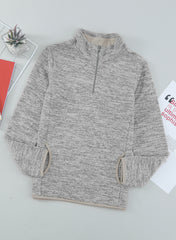 Kids Quarter-Zip Collar Sweatshirt with Kangaroo Pocket - Shah S. Sahota