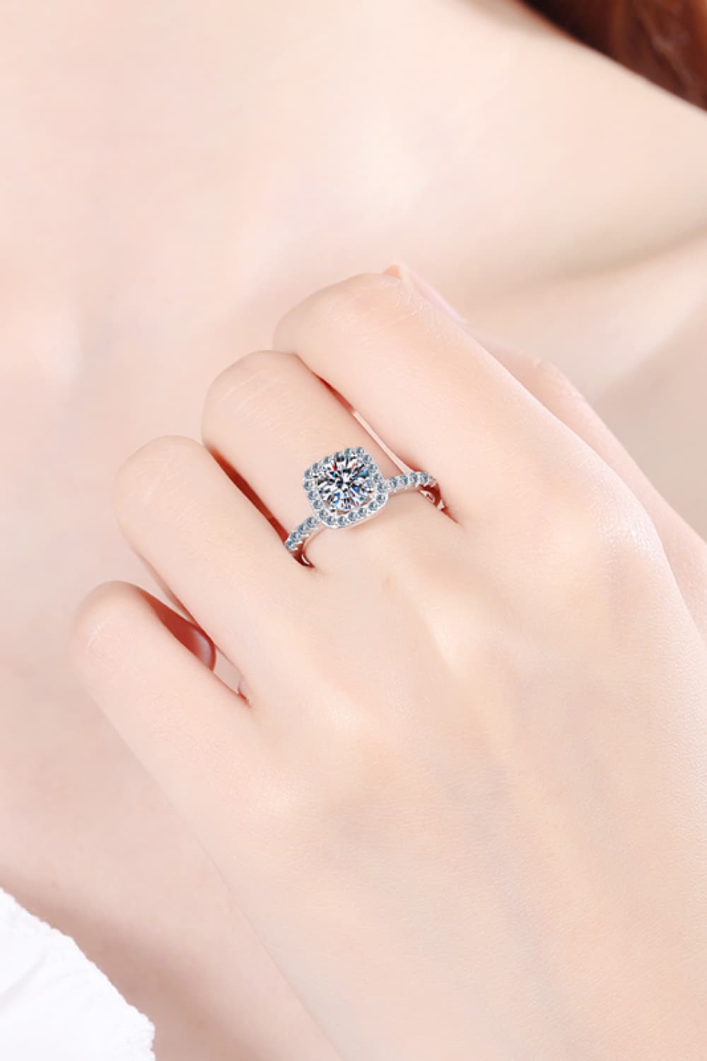 2 Carat Moissanite Square Halo Ring - Shah S. Sahota