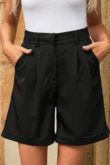 Pleated High Waist Shorts with Pockets - Shah S. Sahota