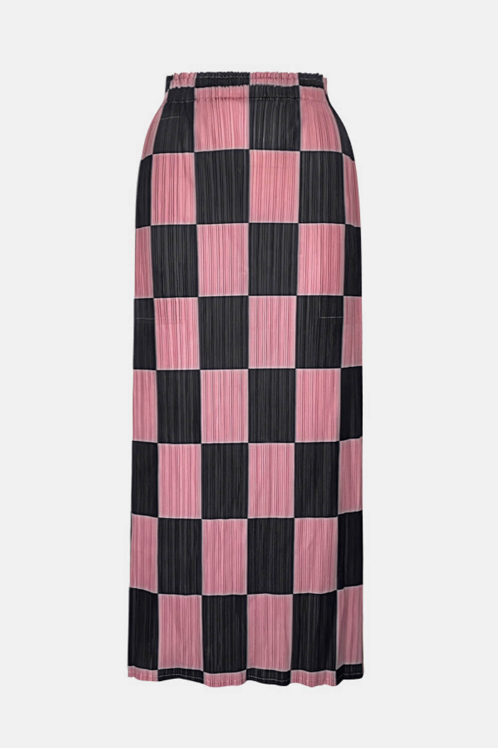 Checkered Accordion Pleated Midi Skirt - Shah S. Sahota