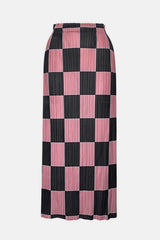 Checkered Accordion Pleated Midi Skirt - Shah S. Sahota