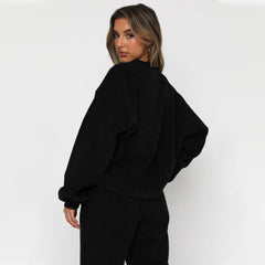 Corduroy Crew Neck Pullover Long Sleeve Sweatshirts & TiePants Two-Piece Sets - Shah S. Sahota