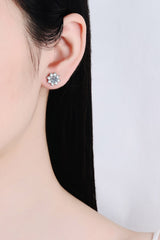 1 Carat Moissanite 925 Sterling Silver Flower Earrings - Shah S. Sahota