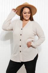 Heimish Home at Last Full Size Waffle Knit Button Down Cardigan - Shah S. Sahota