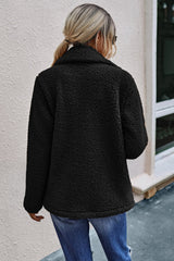 Double Button Lapel Collar Teddy Coat - Shah S. Sahota
