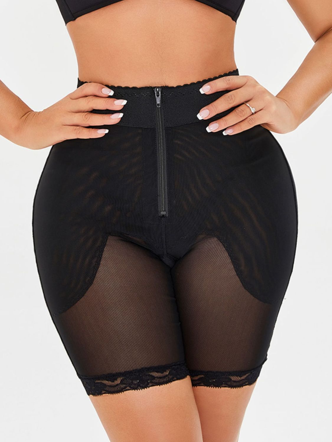Full Size High-Waisted Lace Trim Shaping Shorts - Shah S. Sahota