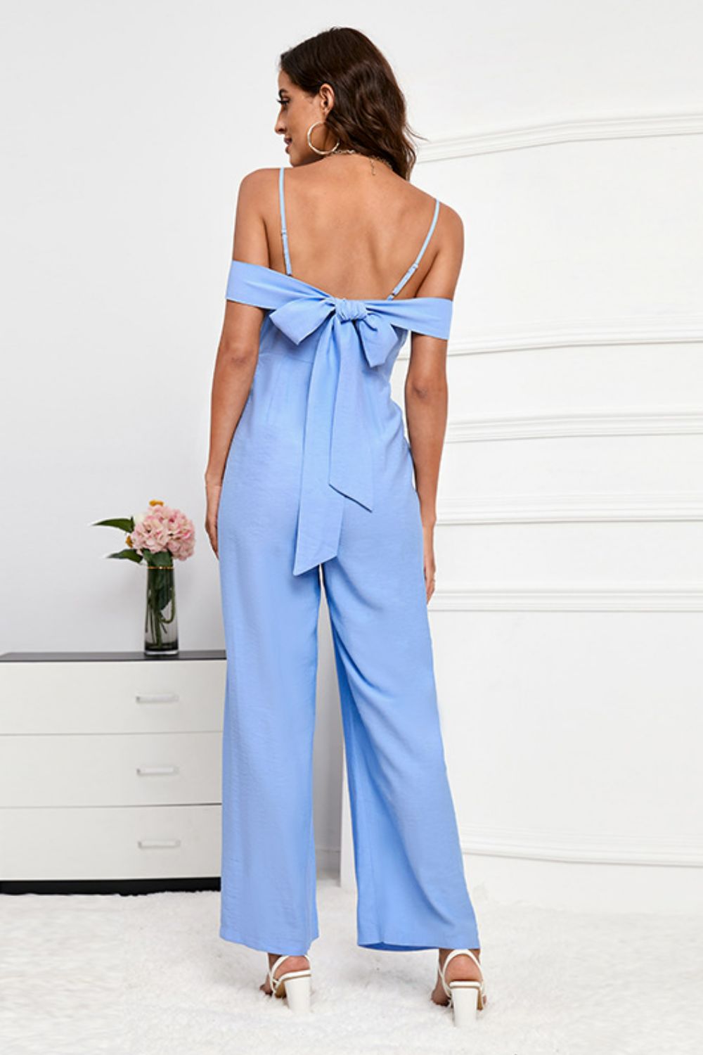 Spaghetti Strap Bow Detail Jumpsuit - Shah S. Sahota