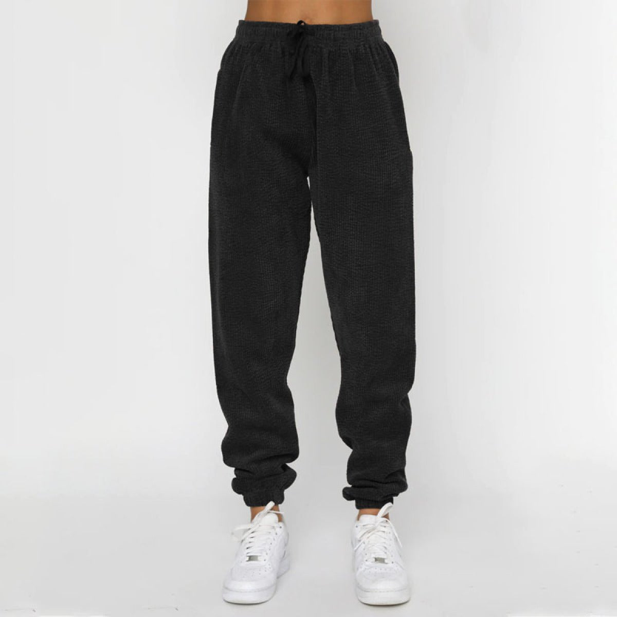 Corduroy Crew Neck Pullover Long Sleeve Sweatshirts & TiePants Two-Piece Sets - Shah S. Sahota