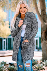 Heathered Open Front Longline Cardigan with Pockets - Shah S. Sahota