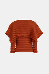 Accordion Pleated Cape Collar Top - Shah S. Sahota