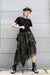 Camouflage Asymmetrical Distressed Denim Skirt with Mesh - Shah S. Sahota